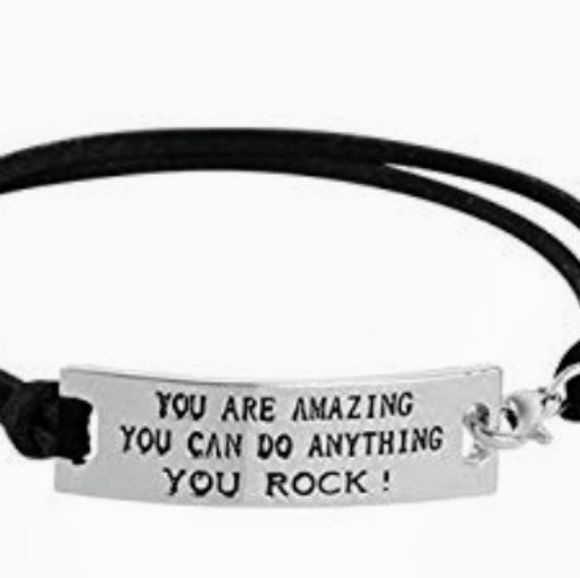 Jewelry - Genuine Leather Sterling Silver Inspo Bracelet